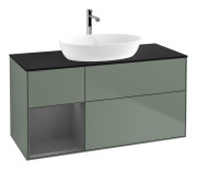 Тумба под раковину Villeroy & Boch Finion 120х50,1 см с подсветкой МДФ оливковый матовый лак/стекло черное матовое G822GKGM