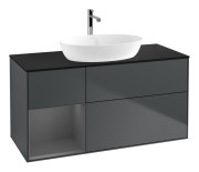 Тумба под раковину Villeroy & Boch Finion 120х50,1 см с подсветкой МДФ темно-синий матовый лак/стекло черное матовое G822GKHG