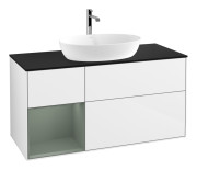 Тумба под раковину Villeroy & Boch Finion 120х50,1 см с подсветкой МДФ глянцевый белый лак/стекло черное матовое G822GMGF