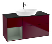 Тумба под раковину Villeroy & Boch Finion 120х50,1 см с подсветкой МДФ пион матовый лак/стекло черное матовое G822GMHB