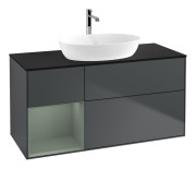 Тумба под раковину Villeroy & Boch Finion 120х50,1 см с подсветкой МДФ темно-синий матовый лак/стекло черное матовое G822GMHG