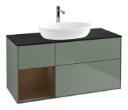 Тумба під раковину Villeroy & Boch Finion 120х50,1 см із підсвічуванням МДФ оливковий матовий лак/скло чорне матове G822GNGM