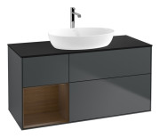 Тумба под раковину Villeroy & Boch Finion 120х50,1 см с подсветкой МДФ темно-синий матовый лак/стекло черное матовое G822GNHG