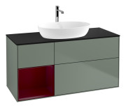 Тумба под раковину Villeroy & Boch Finion 120х50,1 см с подсветкой МДФ оливковый матовый лак/стекло черное матовое G822HBGM