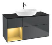 Тумба под раковину Villeroy & Boch Finion 120х50,1 см с подсветкой МДФ темно-синий матовый лак/стекло черное матовое G822HFHG