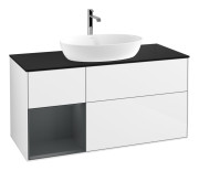 Тумба под раковину Villeroy & Boch Finion 120х50,1 см с подсветкой МДФ глянцевый белый лак/стекло черное матовое G822HGGF