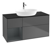 Тумба под раковину Villeroy & Boch Finion 120х50,1 см с подсветкой МДФ антрацит матовый лак/стекло черное матовое G822HGGK