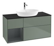 Тумба под раковину Villeroy & Boch Finion 120х50,1 см с подсветкой МДФ оливковый матовый лак/стекло черное матовое G822HGGM