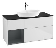 Тумба под раковину Villeroy & Boch Finion 120х50,1 см с подсветкой МДФ белый матовый лак/стекло черное матовое G822HGMT