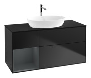 Тумба под раковину Villeroy & Boch Finion 120х50,1 см с подсветкой МДФ черный матовый лак/стекло черное матовое G822HGPD