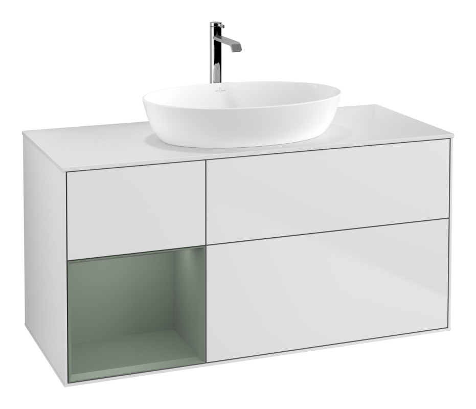 Тумба под раковину Villeroy & Boch Finion 120х50,1 см с подсветкой МДФ белый матовый лак/стекло белое матовое G821GMMT