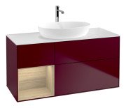 Тумба під раковину Villeroy & Boch Finion 120х50,1 см із підсвічуванням МДФ півонія матовий лак/скло біле матове G821PCHB