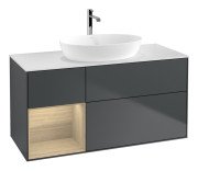 Тумба під раковину Villeroy & Boch Finion 120х50,1 см із підсвічуванням МДФ темно-синій матовий лак/скло біле матове G821PCHG