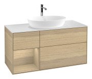 Тумба под раковину Villeroy & Boch Finion 120х50,1 см с подсветкой МДФ шпон дуба/стекло белое матовое G821PCPC