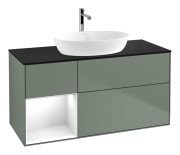 Тумба під раковину Villeroy & Boch Finion 120х50,1 см із підсвічуванням МДФ оливковий матовий лак/скло чорне матове G822GFGM