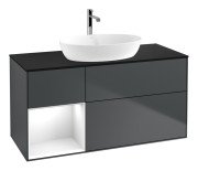 Тумба під раковину Villeroy & Boch Finion 120х50,1 см із підсвічуванням МДФ темно-синій матовий лак/скло чорне матове G822GFHG
