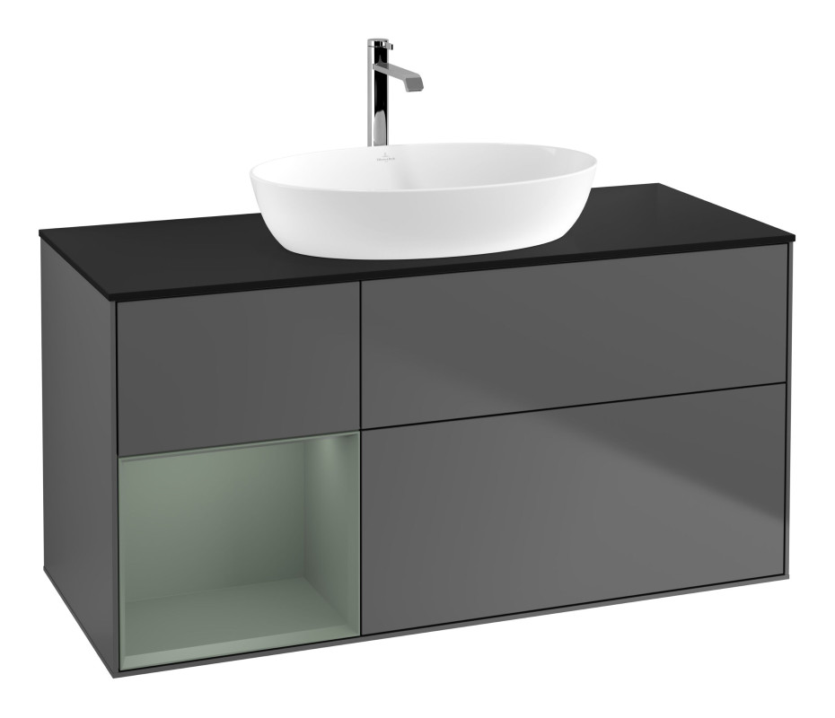 Тумба під раковину Villeroy & Boch Finion 120х50,1 см із підсвічуванням МДФ антрацит матовий лак/скло чорне матове G822GMGK