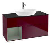 Тумба під раковину Villeroy & Boch Finion 120х50,1 см із підсвічуванням МДФ півонія матовий лак/скло чорне матове G822GMHB