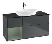 Тумба під раковину Villeroy & Boch Finion 120х50,1 см із підсвічуванням МДФ темно-синій матовий лак/скло чорне матове G822GMHG