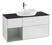 Тумба под раковину Villeroy & Boch Finion 120х50,1 см с подсветкой МДФ белый матовый лак/стекло черное матовое G822GMMT