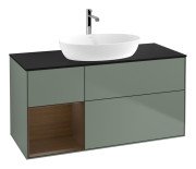 Тумба під раковину Villeroy & Boch Finion 120х50,1 см із підсвічуванням МДФ оливковий матовий лак/скло чорне матове G822GNGM