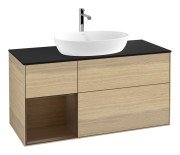 Тумба під раковину Villeroy & Boch Finion 120х50,1 см з підсвічуванням МДФ шпон дуба/скло чорне матове G822GNPC