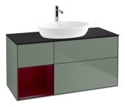 Тумба под раковину Villeroy & Boch Finion 120х50,1 см с подсветкой МДФ оливковый матовый лак/стекло черное матовое G822HBGM