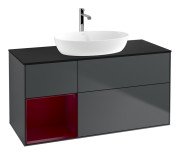 Тумба под раковину Villeroy & Boch Finion 120х50,1 см с подсветкой МДФ темно-синий матовый лак/стекло черное матовое G822HBHG