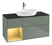 Тумба під раковину Villeroy & Boch Finion 120х50,1 см із підсвічуванням МДФ оливковий матовий лак/скло чорне матове G822HFGM