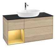 Тумба под раковину Villeroy & Boch Finion 120х50,1 см с подсветкой МДФ шпон дуба/стекло черное матовое G822HFPC