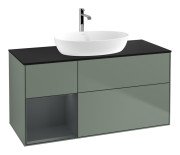 Тумба под раковину Villeroy & Boch Finion 120х50,1 см с подсветкой МДФ оливковый матовый лак/стекло черное матовое G822HGGM