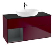 Тумба під раковину Villeroy & Boch Finion 120х50,1 см із підсвічуванням МДФ півонія матовий лак/скло чорне матове G822HGHB