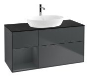 Тумба под раковину Villeroy & Boch Finion 120х50,1 см с подсветкой МДФ темно-синий матовый лак/стекло черное матовое G822HGHG