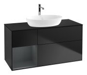 Тумба под раковину Villeroy & Boch Finion 120х50,1 см с подсветкой МДФ черный матовый лак/стекло черное матовое G822HGPD