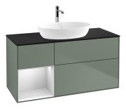 Тумба под раковину Villeroy & Boch Finion 120х50,1 см с подсветкой МДФ оливковый матовый лак/стекло черное матовое G822MTGM