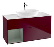 Тумба под раковину Villeroy & Boch Finion 120х50,1 см с подсветкой МДФ пион матовый лак/стекло белое матовое G821GMHB