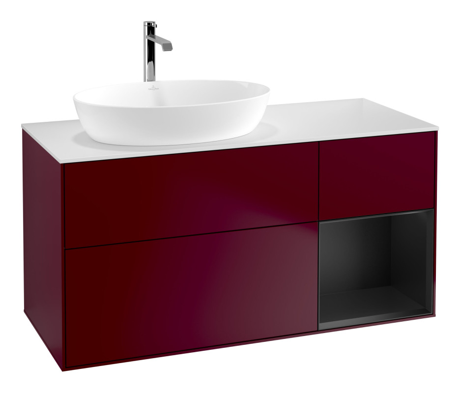 Тумба под раковину Villeroy & Boch Finion 120х50,1 см с подсветкой МДФ пион матовый лак/стекло белое матовое G811PDHB