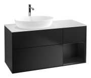 Тумба под раковину Villeroy & Boch Finion 120х50,1 см с подсветкой МДФ черный матовый лак/стекло белое матовое G811PDPD