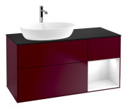 Тумба под раковину Villeroy & Boch Finion 120х50,1 см с подсветкой МДФ пион матовый лак/стекло черное матовое G812GFHB