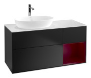 Тумба под раковину Villeroy & Boch Finion 120х50,1 см с подсветкой МДФ черный матовый лак/стекло белое матовое G811HBPD