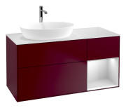 Тумба под раковину Villeroy & Boch Finion 120х50,1 см с подсветкой МДФ пион матовый лак/стекло белое матовое G811MTHB