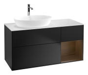 Тумба під раковину Villeroy & Boch Finion 120х50,1 см із підсвічуванням МДФ чорний матовий лак/скло біле матове G811GNPD