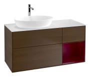 Тумба под раковину Villeroy & Boch Finion 120х50,1 см с подсветкой МДФ шпон грецкого ореха/стекло белое матовое G811HBGN