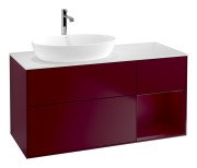 Тумба под раковину Villeroy & Boch Finion 120х50,1 см с подсветкой МДФ пион матовый лак/стекло белое матовое G811HBHB