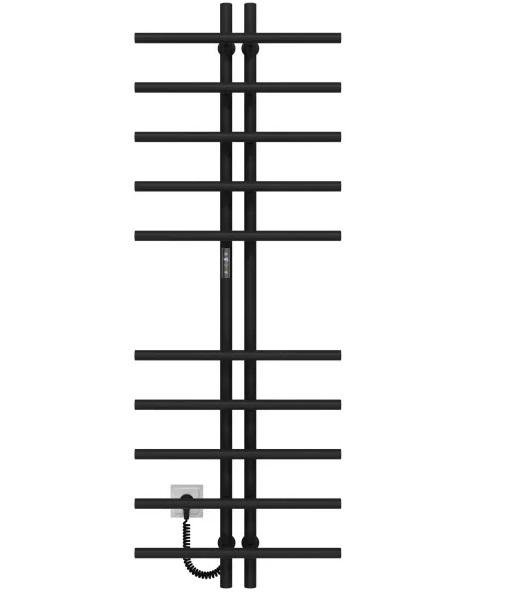 Електрична сушарка для рушників Deffi Gray П10 60х1450 ліве підключення JD03 чорний A.GY.145.6.10.E.B.L.1