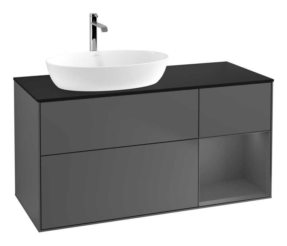 Тумба под раковину Villeroy & Boch Finion 120х50,1 см с подсветкой МДФ антрацит матовый лак/стекло черное матовое G812GKGK