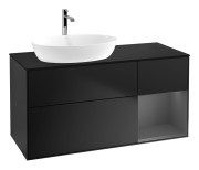 Тумба под раковину Villeroy & Boch Finion 120х50,1 см с подсветкой МДФ черный матовый лак/стекло черное матовое G812GKPD
