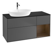 Тумба под раковину Villeroy & Boch Finion 120х50,1 см с подсветкой МДФ антрацит матовый лак/стекло черное матовое G812GNGK