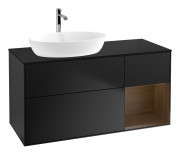 Тумба под раковину Villeroy & Boch Finion 120х50,1 см с подсветкой МДФ черный матовый лак/стекло черное матовое G812GNPD