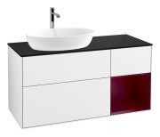 Тумба під раковину Villeroy & Boch Finion 120х50,1 см із підсвічуванням МДФ білий глянцевий лак/скло чорне матове G812HBGF